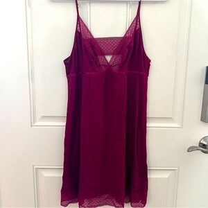 Victoria’s Secret Chemise L | Magenta Mesh & Lace Trim Adjustable Straps